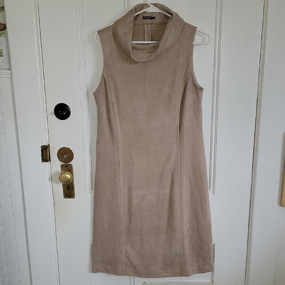 J. McLaughlin Tan Midi Sheath Dress with Cowl Neck